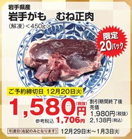 岩手県産 岩手がも　むね正肉（解凍）【早期ご予約】 ４５０ｇ(JAN: 0226244000006)